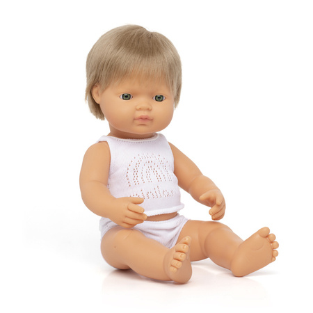Lalka chłopiec Europejczyk | Brązowe włosy | 38cm Miniland Doll